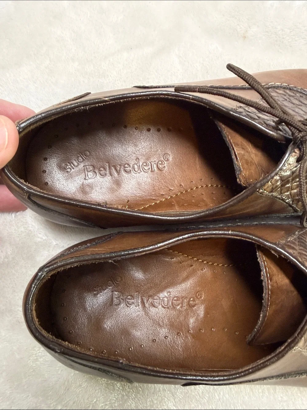 ⭐️Belvedere Studio genuine alligator leather and calfskin wingtip oxfords SZ 8.5
